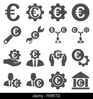 Euro banking business and service tools icons Stock Photo