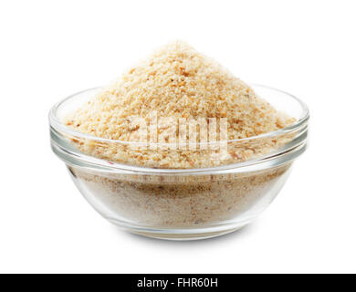 Bread crumbs in a glass bowl isolated on a white background Stock Photo