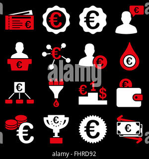 Euro banking business and service tools icons Stock Photo