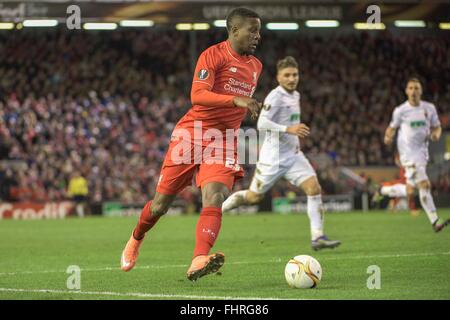 Liverpool, UK. 25th February, 2016. England, Liverpool, Stadium Anfiled Road, 25th February 2016, Europa League, knockout tie,for editorial use only   Captiontext   Credit:   Burghard Schreyer/Alamy Live News Stock Photo