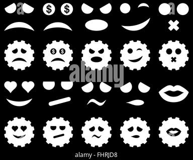 Tool, gear, smile, emotion icons Stock Photo