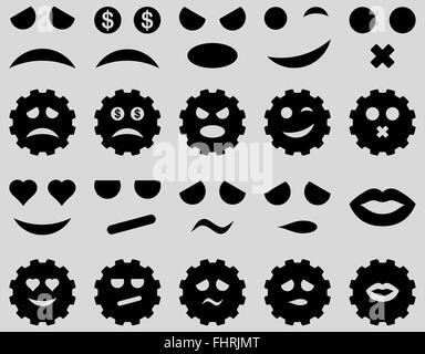 Tool, gear, smile, emotion icons Stock Photo