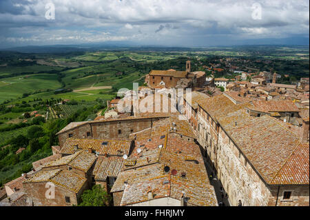 Roofs of Montepulciano, Province of Siena, Tuscany, Italy Stock Photo