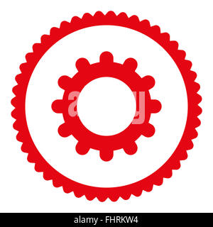 Gear flat red color round stamp icon Stock Photo