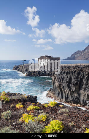 Punta Grande hotel on a cliff, Las Puntas, El Golfo, El Hierro, Canary Islands, Spain Stock Photo