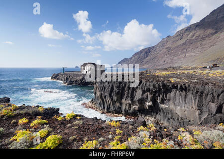 Punta Grande hotel on a cliff, Las Puntas, El Golfo, El Hierro, Canary Islands, Spain Stock Photo