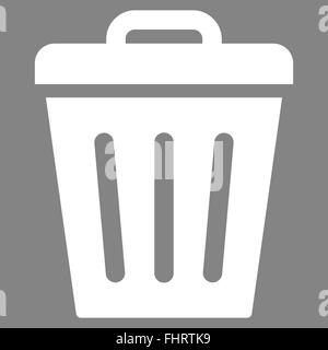 Trash Can flat white color icon Stock Photo