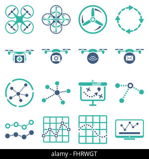 Quadcopter navigation icon set Stock Photo