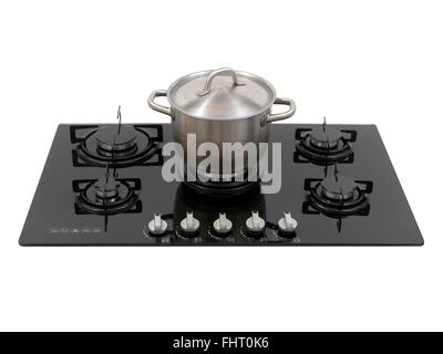 A  kitchen cooktop on a kitchen bench Stock Photo