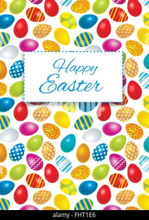 Happy easter card cover with colourful eggs Stock Vector