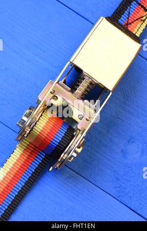 Ratchet straps for cargo load control Stock Photo