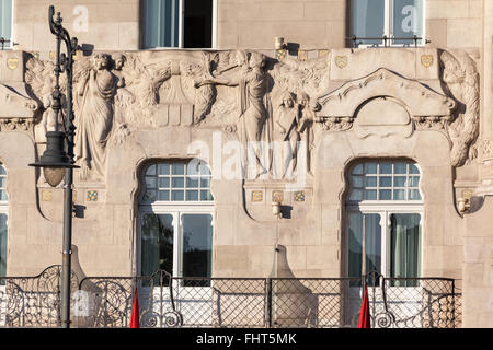 Gresham Palace Statues Budapest Hungary Stock Photo