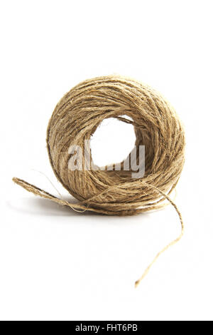 brown cord ball on white background Stock Photo