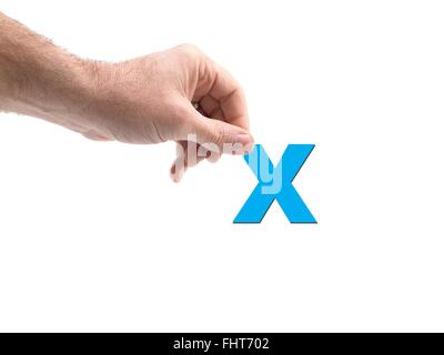 Letters of the alphabet held by a hand Stock Photo