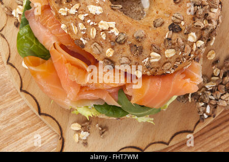 Culinary bagel eating. Stock Photo