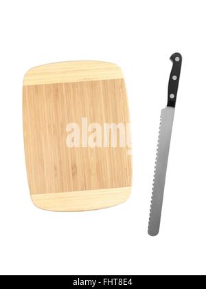 A wooden chopping board isolated on white Stock Photo