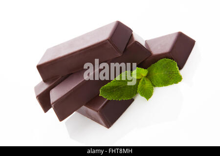 Mint chocolate bar isolated. Stock Photo