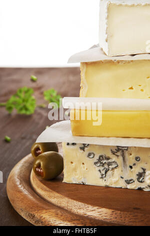 Various cheese pieces. Stock Photo