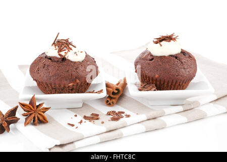 Luxurious chocolate muffins. Stock Photo
