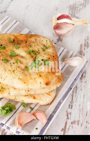 Luxurious naan flat bread. Stock Photo