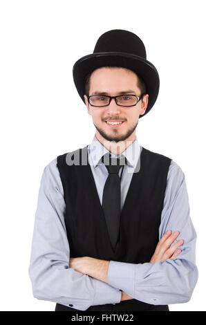 Young man in hat isolated on white Stock Photo