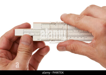 slide rule in hand Stock Photo - Alamy