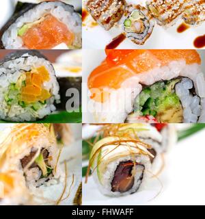 Japanese sushi collage Stock Photo