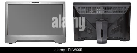 Contemporary office all in one computer. Front and back desktop PC Stock Photo