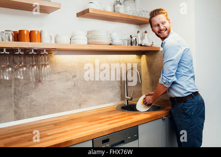 Keeping hands clean by washing them is hygienical Stock Photo