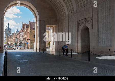 The Menin Gate Memorial, Ypres, Belgium where every night the Last Post is played in memorial to soldiers of World War One Stock Photo