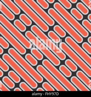 abstract background with geometric, pink ellipse ornament over black backdrop. vector seamless pattern design. simple decorative Stock Vector