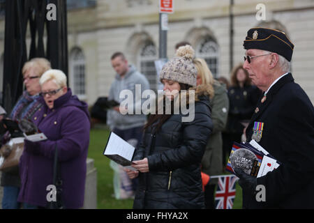 Rochdale, UK. 26th February, 2016. Members of the community join Soldiers at a service of remembrance in Rochdale, UK 26th February 2016 Credit:  Barbara Cook/Alamy Live News Stock Photo