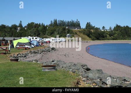 Old Shipyard Campground on Bay of Fundy shore, Spencer's Island, Nova Scotia Stock Photo