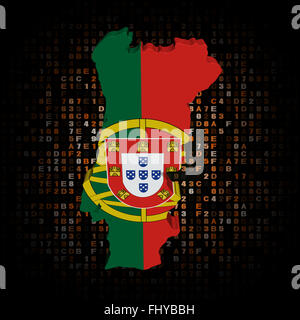 Portugal map flag on hex code illustration Stock Photo