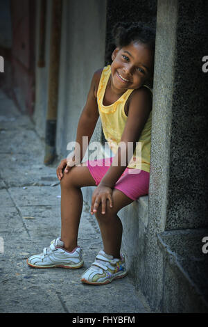 Street scene. Portrait of a Cuban girl in Havana Stock Photo