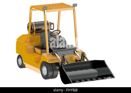 Illustration of an orange compact skid steer front view isolated on a ...