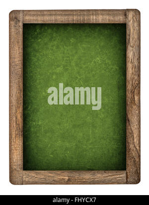 Vintage green chalkboard with wooden frame isolated on white background Stock Photo