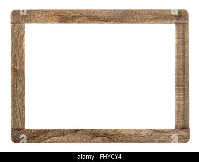 Rustic wooden frame isolated on white background Stock Photo