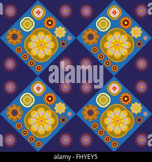 Flower tiles digital background vector pattern illustration. Stock Vector