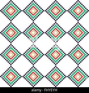 Green red rural geometric ornament. Digital background vector pattern. Stock Vector