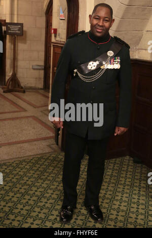 London, UK. 26th Feb, 2016. Major Larry B Davis at the Launch for the 'I have a song' single for the African Caribbean Memorial at the Palace of Westminster. Credit:  Thabo Jaiyesimi/Alamy Live News Stock Photo
