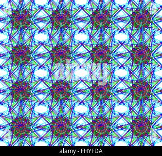 Abstract seamless floral pattern of various neon colors with dominant blue color. Digital vector background illustration. Stock Vector