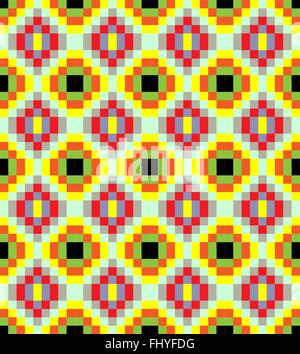 Old fashioned square ornament with dominant yellow color. Colorful geometric seamless pattern vector illustration background Stock Vector