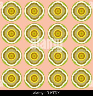 Colorful flowers on peach-colored backdrop. Digital background vector pattern. Stock Vector