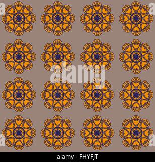 Amber flowers on grey backdrop. Digital background vector pattern. Stock Vector