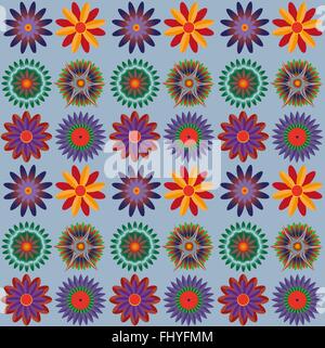 Orange blue green floral pattern. Digital background vector pattern. Stock Vector