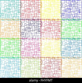 Microchip. Line art. Colorful lines on the white backdrop. Digital background vector pattern print. Stock Vector