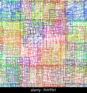 Microchip. Line art. Colorful lines on the white backdrop. Digital background vector pattern print. Stock Vector