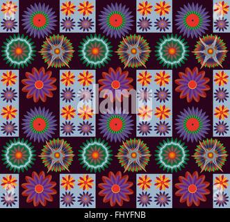 Big and small colorful flowers. Digital background vector pattern. Stock Vector