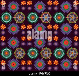 Flowers on dark background. Digital background vector pattern. Stock Vector